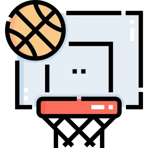 Basketball court with floodlights