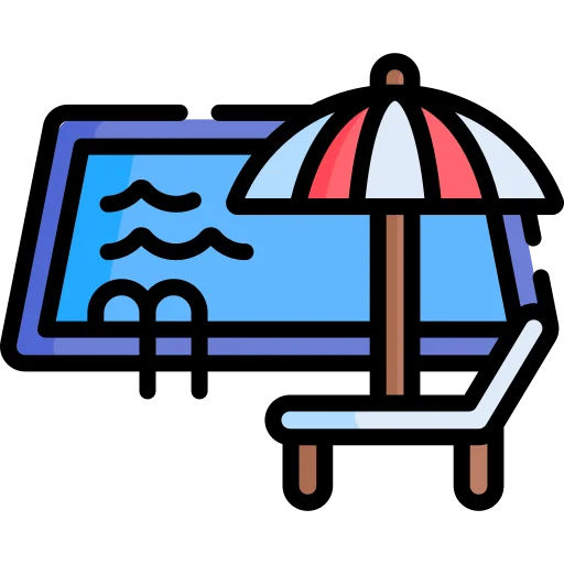 Swimming pool with separate kids pool